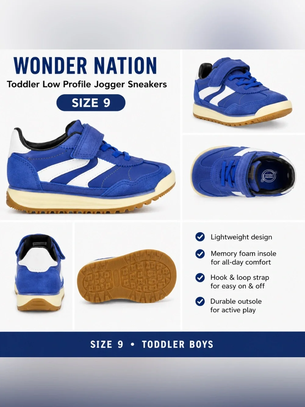 NWT Wonder Nation Toddler Low Profile Tennis Shoes